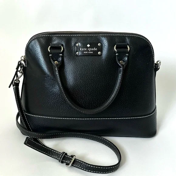 KATE SPADE NEW YORK Wellesley Leather Satchel Purse Crossbody/Black~Orig.$335! - Picture 1 of 17